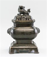 Chinese Bronze Censer with Carved Lion