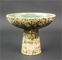 Old Green Pottery Stem Bowl Ming Period