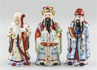 3 Chinese Fu Lu Shou Sanxing Porcelain Figures