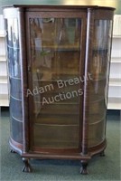 Antique curved front curio cabinet, 16 x 43 x 62
