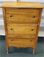 Vintage solid wood 3 drawer dresser, 16.25 x