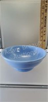 Vintage 8" blue pottery bowl, made in USA