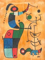 Joan Miro Spanish Surrealist Gouache on Masonite