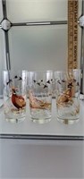 3 vintage pheasant drinking glasses