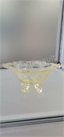 Vintage yellow depression glass 5in footed dish