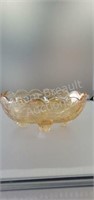 Vintage 5 in carnival glass footed oval dish