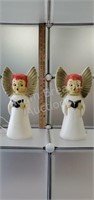 Two vintage 14 inch plastic lighted angel decor
