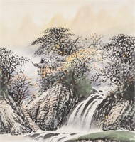 Chinese Watercolor on Paper Landscape