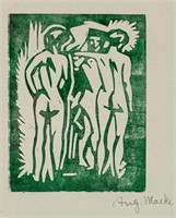 August Macke German Expressionist Woodcut on Paper