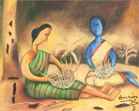 M. F Husain Indian Oil on Canvas Galerie Mathias