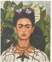 Frida Kahlo Mexican Signed Litho on Paper