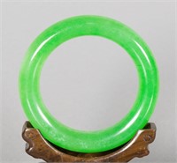Chinese Emerald Green Hardstone Carved Bangle