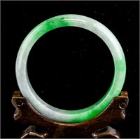 Chinese Green Jade Carved Bangle
