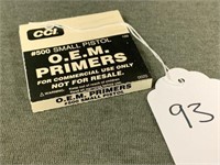 93. CCI OEM #500 Small Pistol Primers, Box of 100