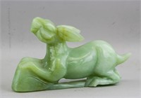 Chinese Green Jade Carved Rabbit Statue