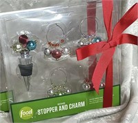 New Food Network Holiday Wine Stopper and Charms