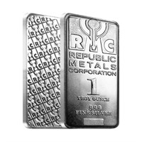 One Ounce - Republic Metals .999 Fine Silver Bar