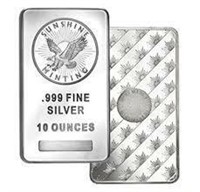 10 Ounce: Sunshine Mint .999 Fine Silver Bar