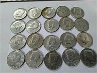 20 - Kennedy half dollars various dates 1965 to