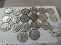 20 - Kennedy half dollars various dates 1966 to