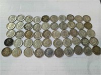 50 silver Roosevelt dimes various dates and mint