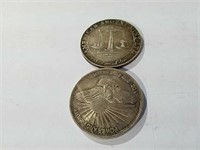 2 - 1 oz silver each bullion coins