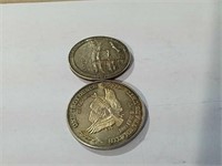 2 - 1 oz silver each bullion coins