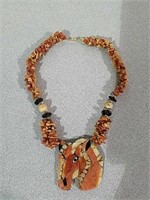 Impressive coral?  and other stone horse necklace