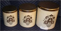 3 VINTAGE DECOROARE TIN CANISTERS