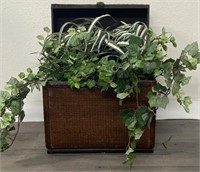 Wicker Decorative Chest and Greenery