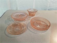 Pink depression glass small plate and small