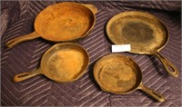 4 DIFFERENT SIZED CAST IRON SKILLETS