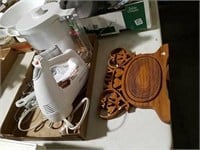 Sunbeam hand mixer, Brita filter and wood trivet