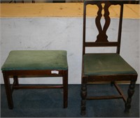 VTG. PADDED DINING CHAIR & DRESSING TABLE SEAT