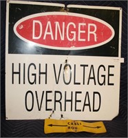 DANGER HIGH VOLTAGE & CABLE ROUTE TIN SIGNS