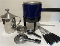 Fondue Pot and Stainless Teapot