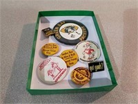 Vintage pin backs mostly Sports and Smokey the