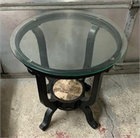 Round End Table w/ Glass Top