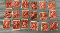(18) Red 2-Cent George Washington Stamps