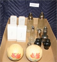 FLAT BOX OF SALT AND PEPPER SHAKERS