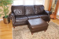 Ethan allen Leather couch with ottoman