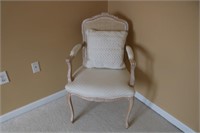 White chair cushion bottom with cain backrest