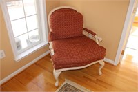 Red and white armchair