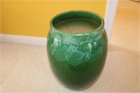 Large green pottery planter