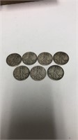 (7) Walking Liberty halves