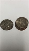 (10) Eisenhower dollars 3-74 7-76