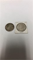 (2) 21S Morgan dollars