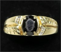 10K Yellow gold oval cut gemstone ring, size 10.5