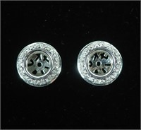 14K White gold diamond halo earring jackets
