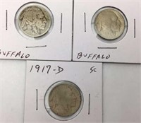 3 Buffalo Nickels